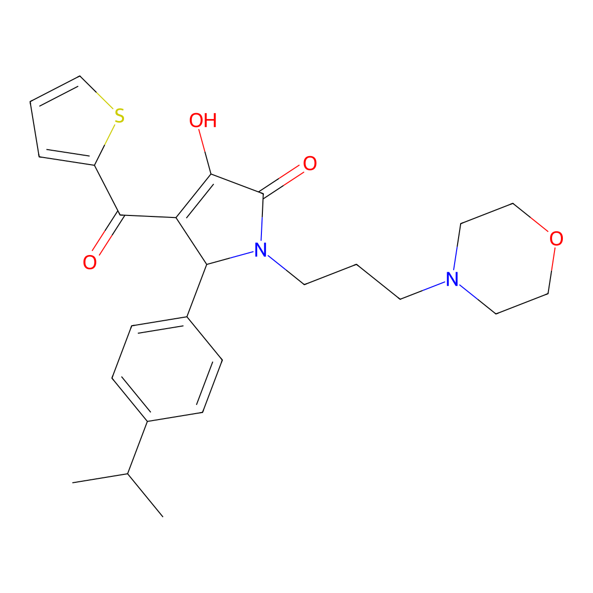 3-hydroxy-5-(4-isopropylphenyl)-1-(3-morpholinopropyl)-4-(thiophene-2-carbonyl)-1H-pyrrol-2(5H)-one molecular structure, CAS 378757-79-0