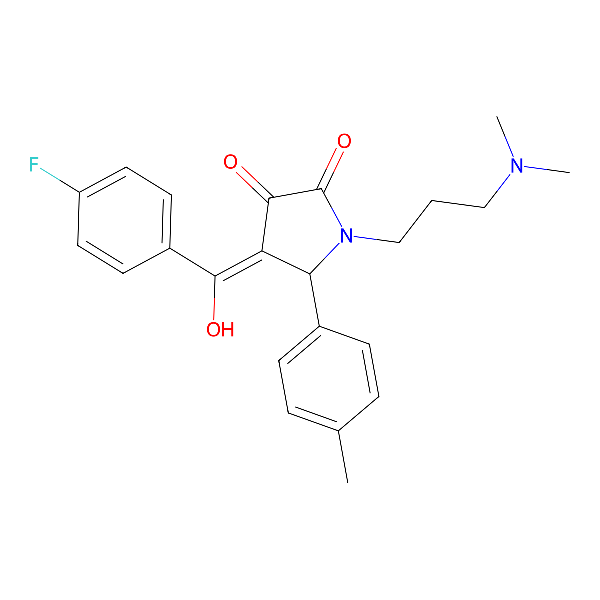 1-[3-(Dimethylamino)propyl]-4-[(4-fluorophenyl)-hydroxymethylidene]-5-(4-methylphenyl)pyrrolidine-2,3-dione molecular structure, CAS 378758-00-0