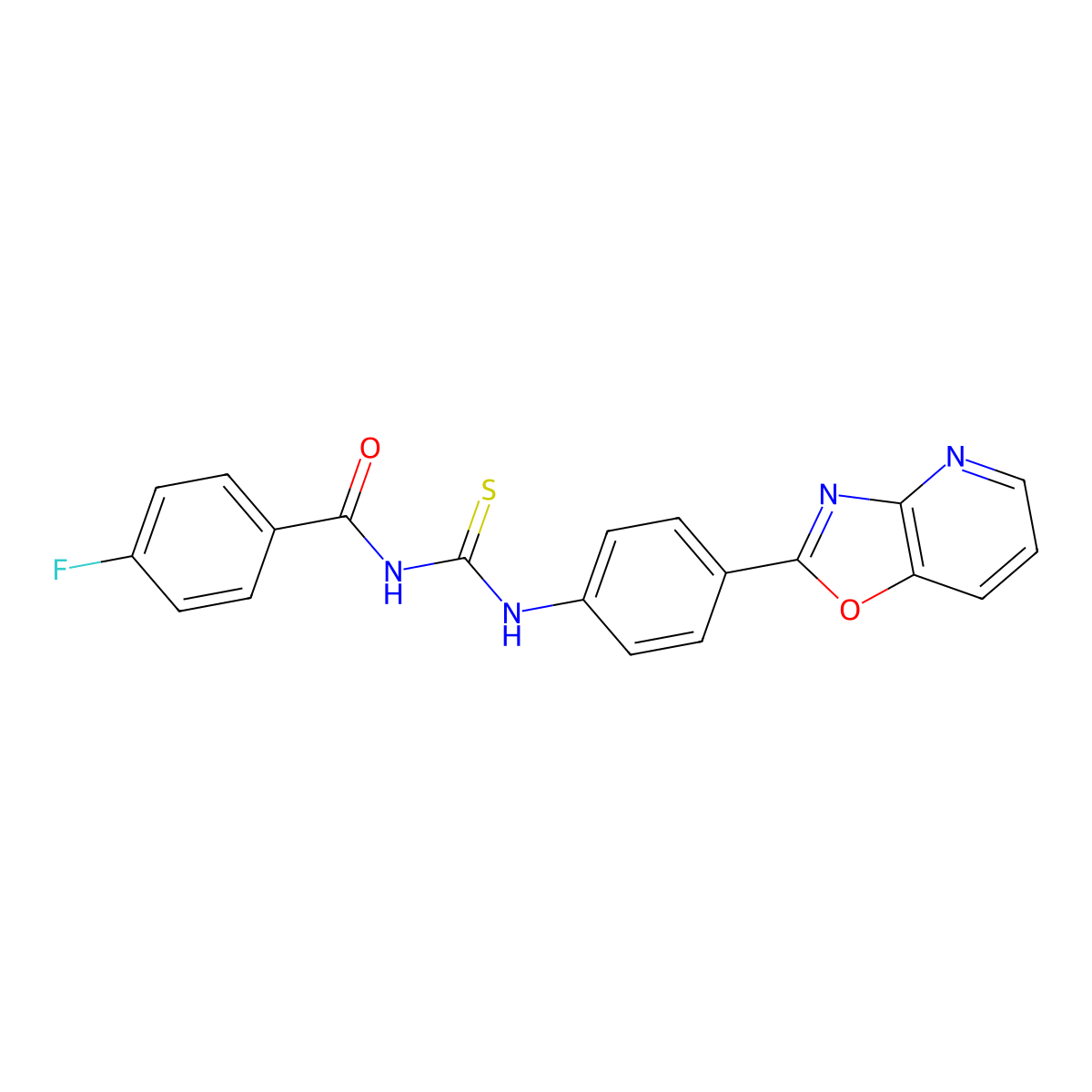 4-fluoro-N-[[4-([1,3]oxazolo[4,5-b]pyridin-2-yl)phenyl]carbamothioyl]benzamide molecular structure, CAS 378758-25-9