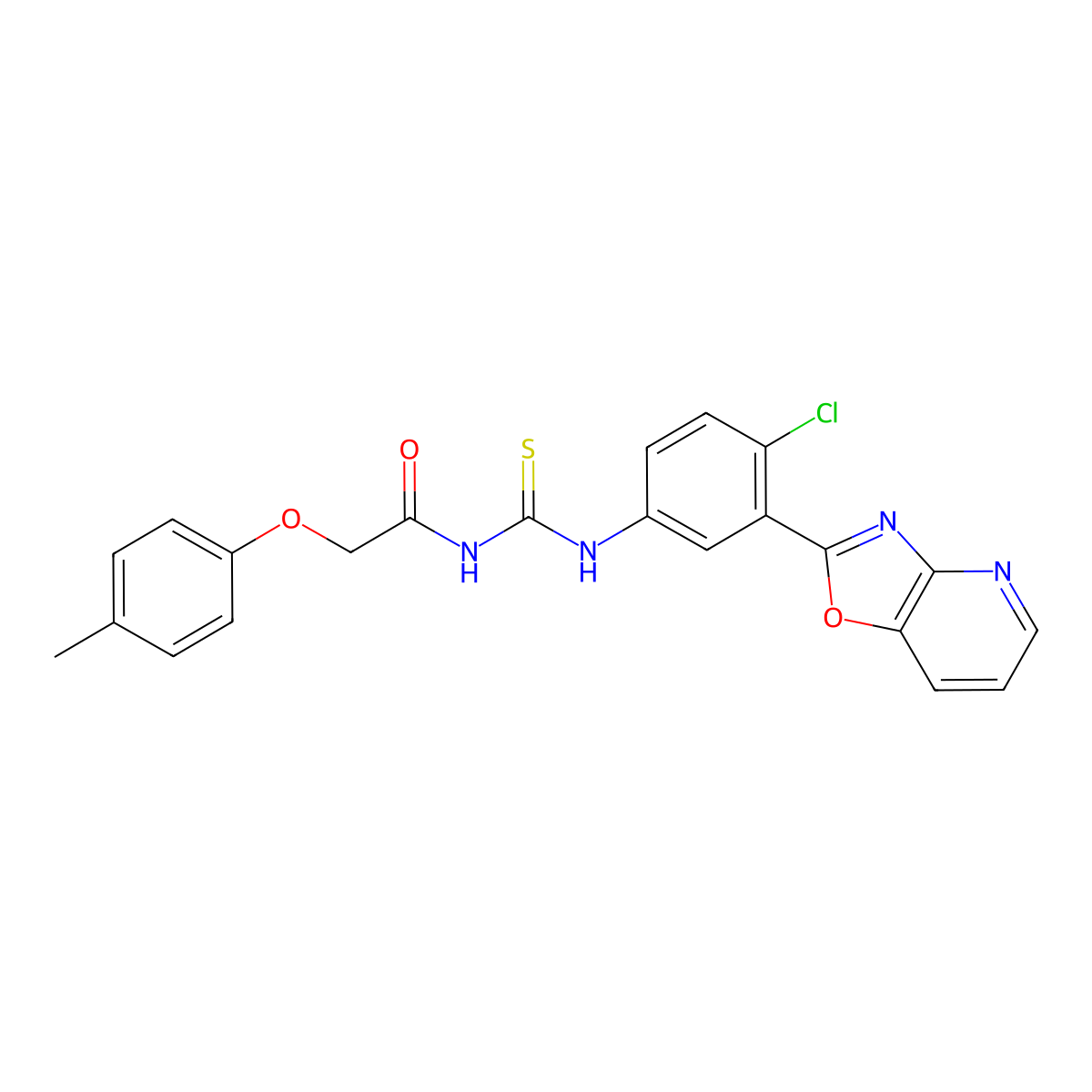 N-[[4-chloro-3-([1,3]oxazolo[4,5-b]pyridin-2-yl)phenyl]carbamothioyl]-2-(4-methylphenoxy)acetamide molecular structure, CAS 378758-39-5