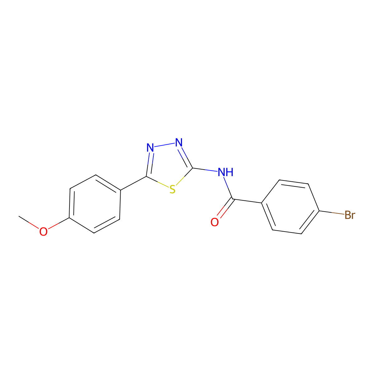 4-bromo-N-[5-(4-methoxyphenyl)-1,3,4-thiadiazol-2-yl]benzamide molecular structure, CAS 378758-41-9