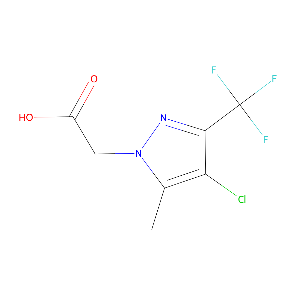 (4-Chloro-5-methyl-3-trifluoromethyl-pyrazol-1-yl)-acetic acid molecular structure, CAS 378758-70-4