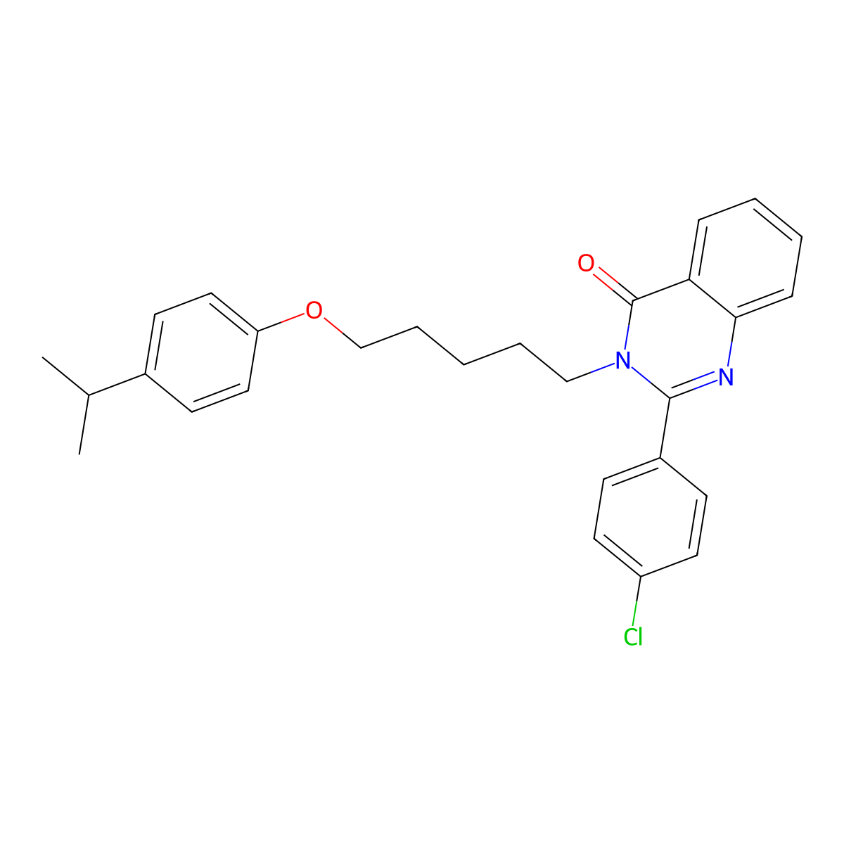 2-(4-Chlorophenyl)-3-[5-[4-(1-methylethyl)phenoxy]pentyl]-4(3H)-quinazolinone molecular structure, CAS 378758-71-5