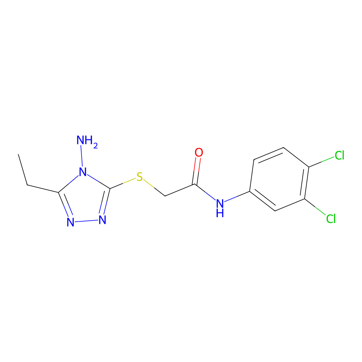 2-[(4-Amino-5-ethyl-4H-1,2,4-triazol-3-yl)thio]-N-(3,4-dichlorophenyl)acetamide molecular structure, CAS 378760-15-7