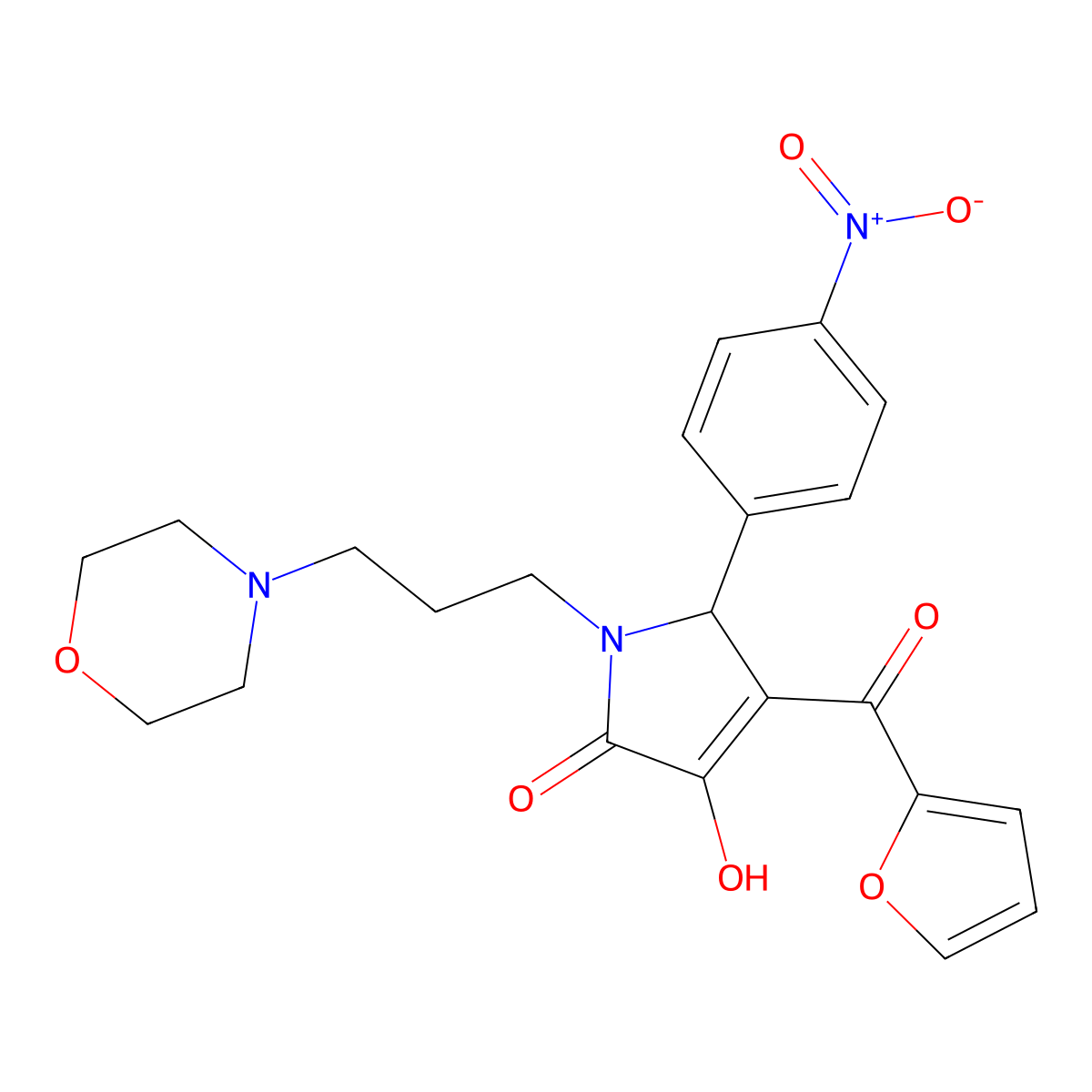 4-(2-Furoyl)-3-hydroxy-1-(3-(4-morpholinyl)propyl)-5-(4-nitrophenyl)-1,5-dihydro-2H-pyrrol-2-one molecular structure, CAS 378760-44-2