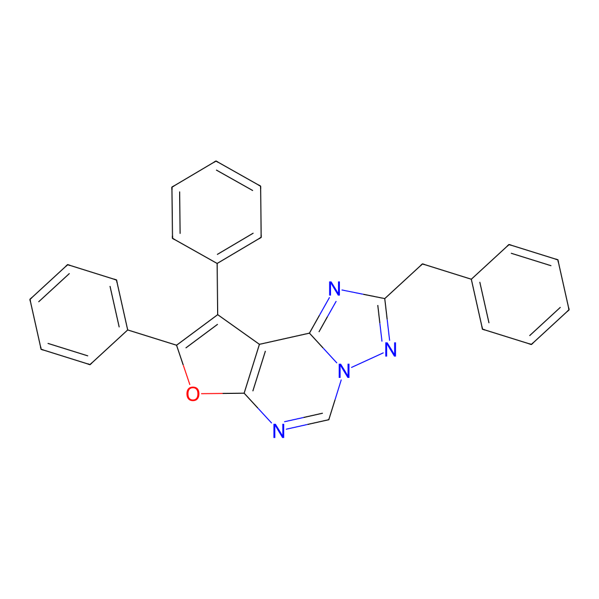 2-Benzyl-8,9-diphenylfuro[3,2-e][1,2,4]triazolo[1,5-c]pyrimidine molecular structure, CAS 378760-81-7