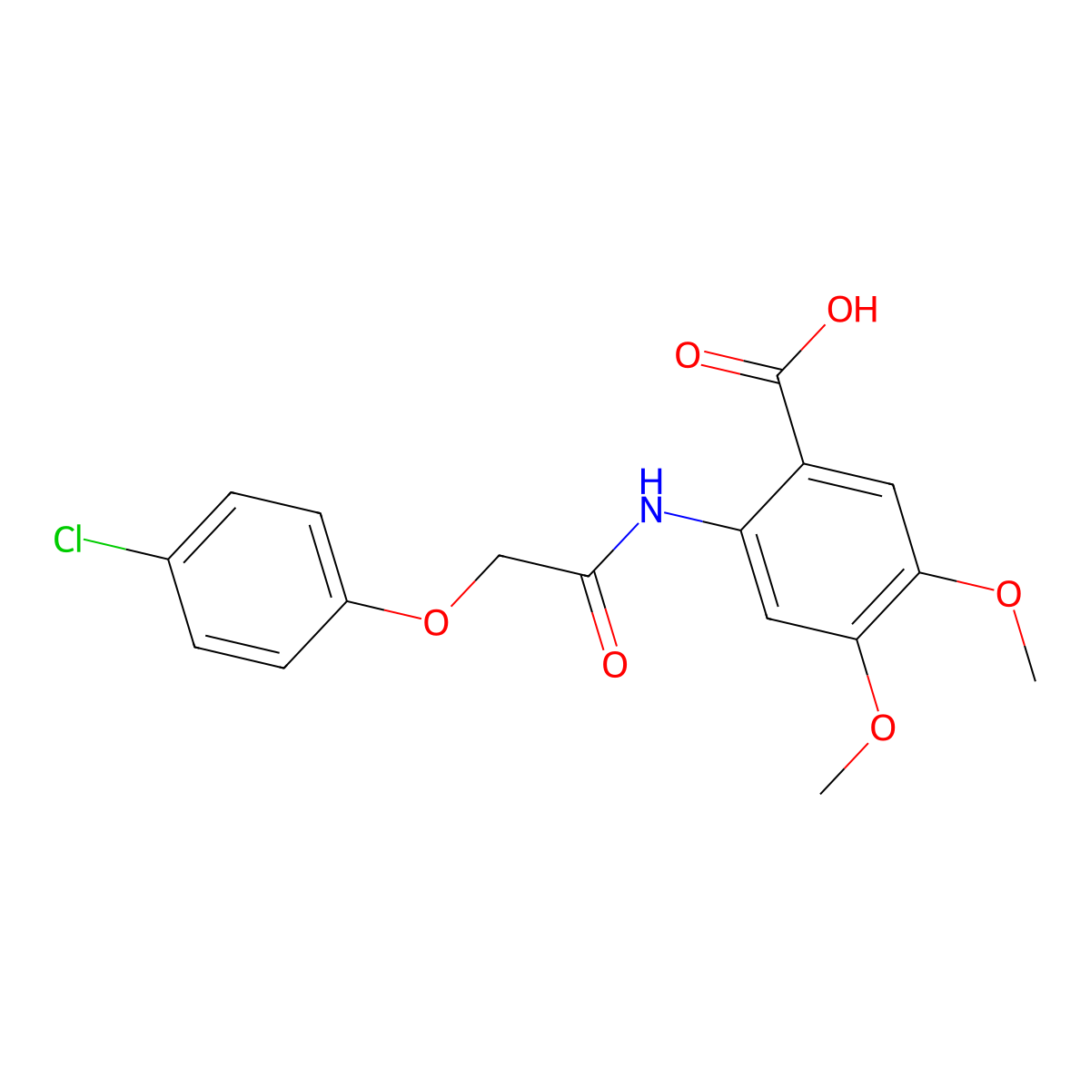 2-(2-(4-Chlorophenoxy)acetamido)-4,5-dimethoxybenzoic acid molecular structure, CAS 378760-89-5