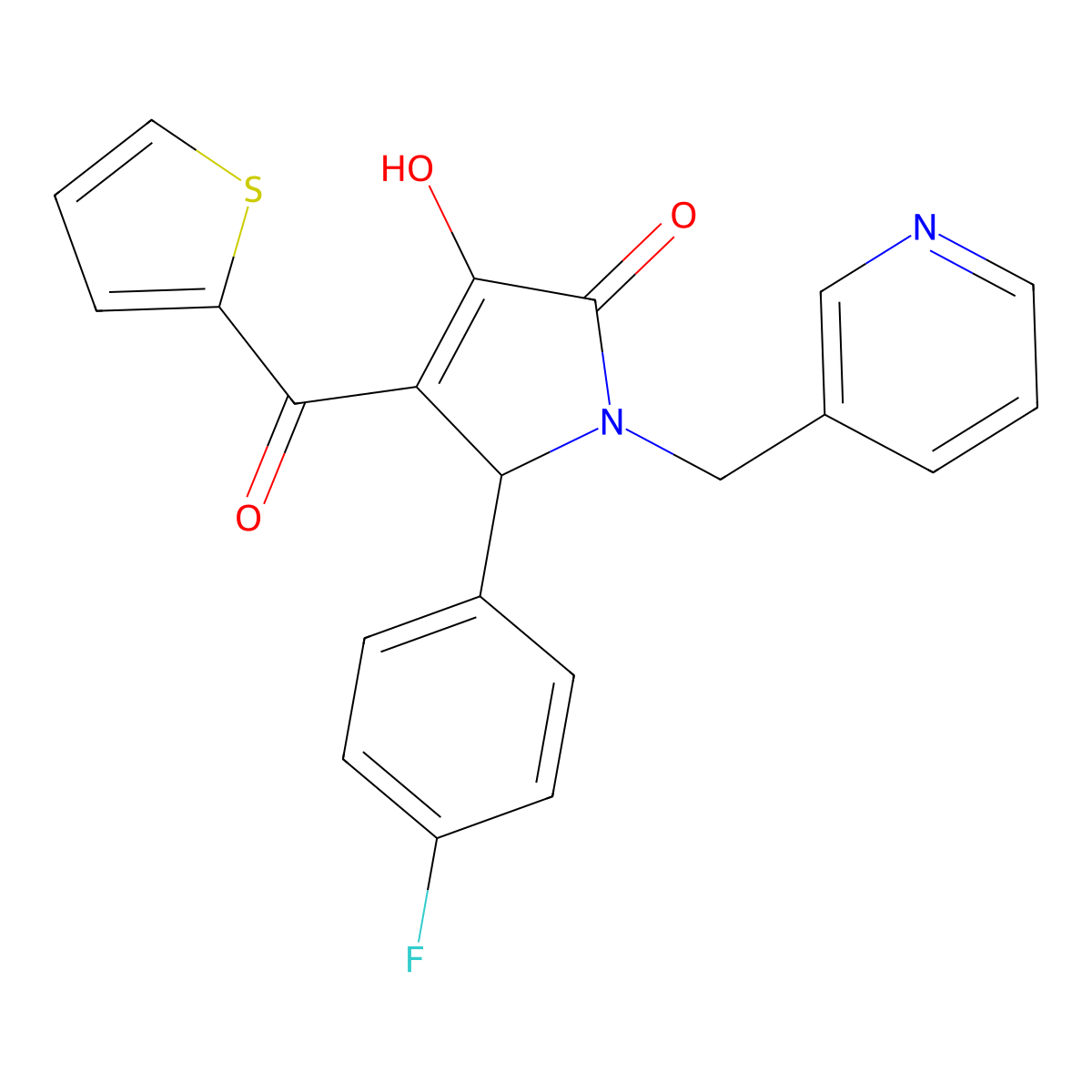5-(4-fluorophenyl)-3-hydroxy-1-(pyridin-3-ylmethyl)-4-(thiophene-2-carbonyl)-1H-pyrrol-2(5H)-one molecular structure, CAS 378761-12-7