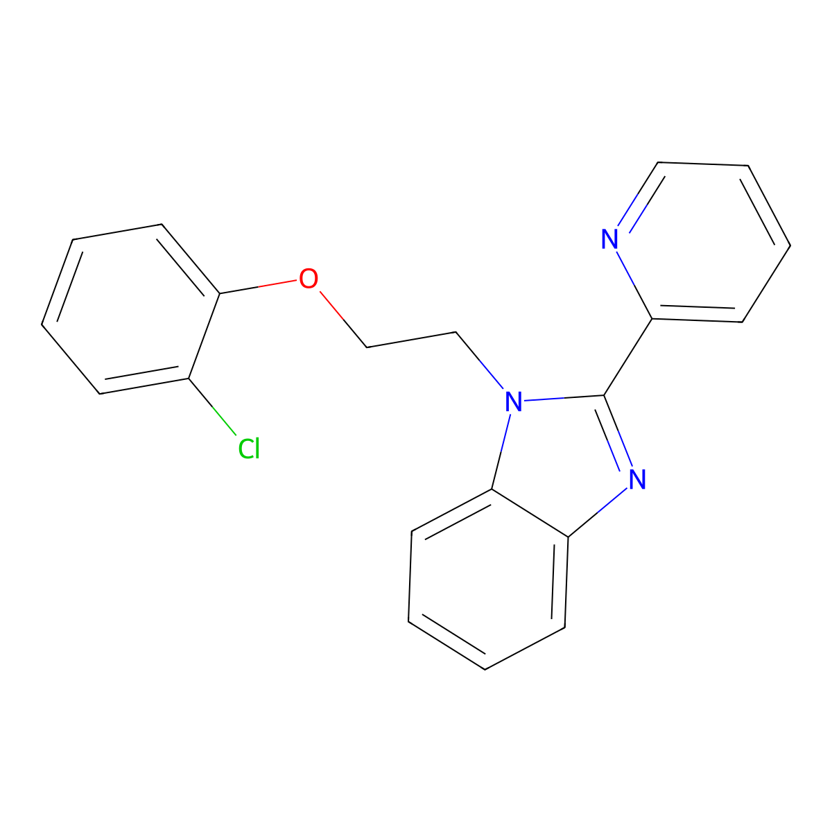 1-[2-(2-Chlorophenoxy)ethyl]-2-pyridin-2-ylbenzimidazole molecular structure, CAS 378761-48-9