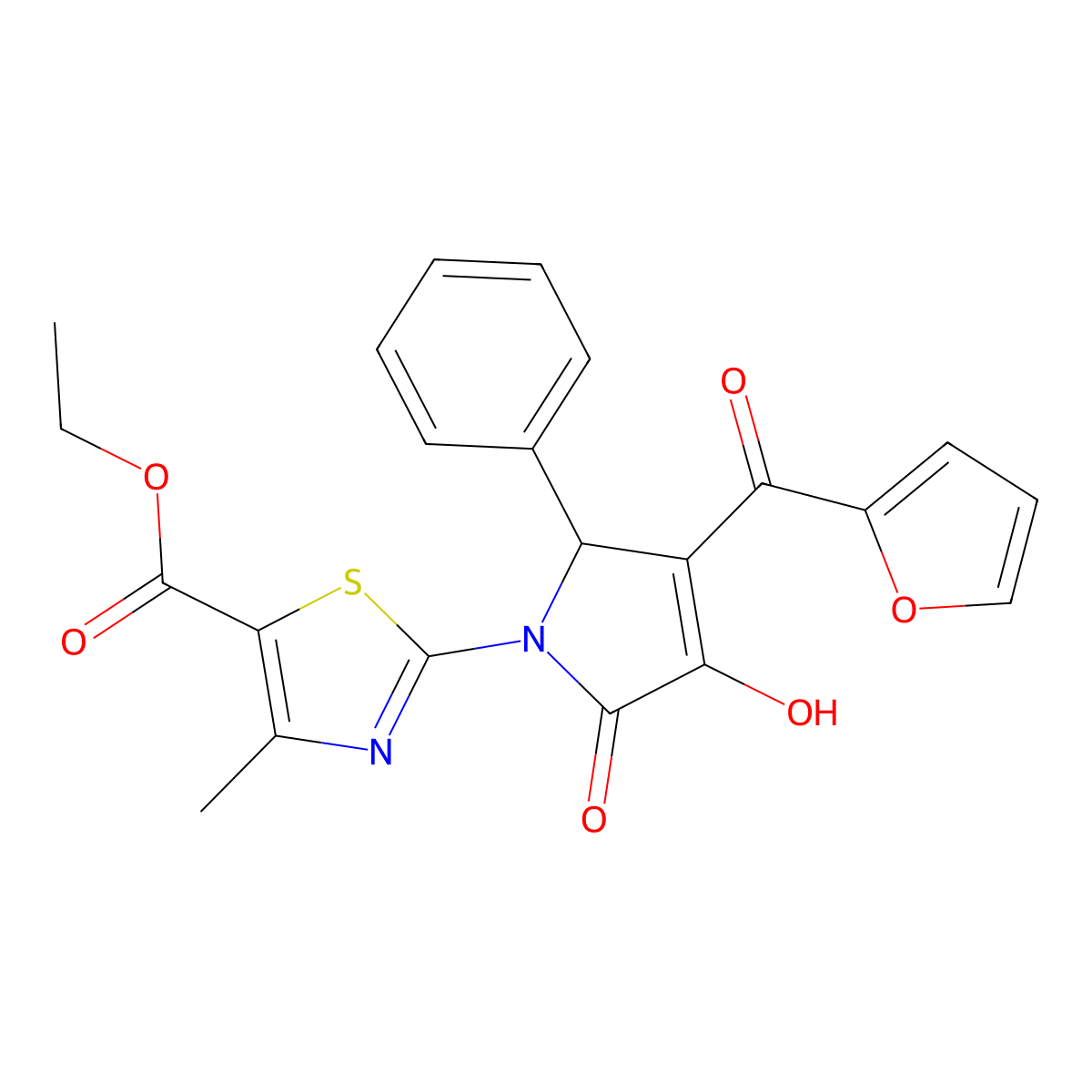 ethyl 2-{(3E)-3-[furan-2-yl(hydroxy)methylidene]-4,5-dioxo-2-phenylpyrrolidin-1-yl}-4-methyl-1,3-thiazole-5-carboxylate molecular structure, CAS 378761-78-5