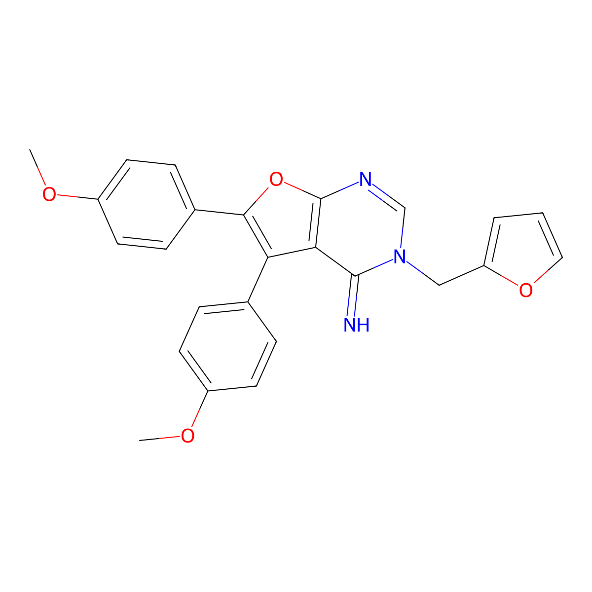 3-(Furan-2-ylmethyl)-5,6-bis(4-methoxyphenyl)furo[2,3-d]pyrimidin-4-imine molecular structure, CAS 378762-17-5