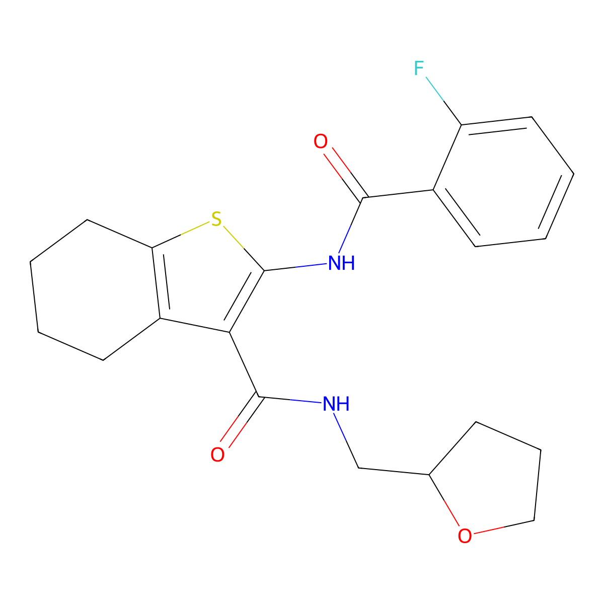 2-[(2-fluorobenzoyl)amino]-N-(oxolan-2-ylmethyl)-4,5,6,7-tetrahydro-1-benzothiophene-3-carboxamide molecular structure, CAS 378762-66-4