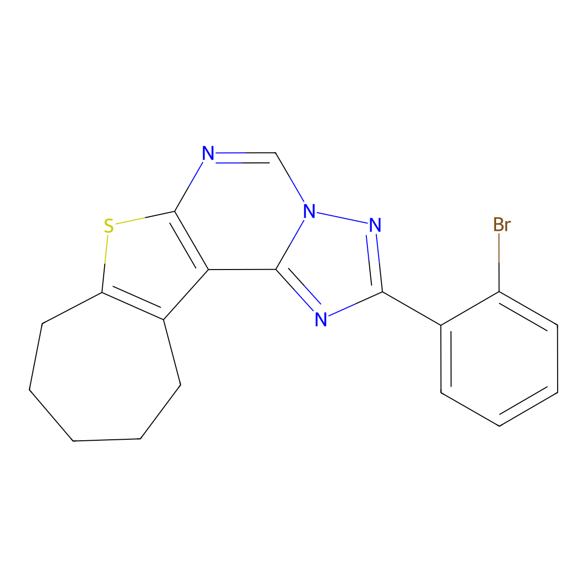 2-(2-bromophenyl)-9,10,11,12-tetrahydro-8H-cyclohepta[4,5]thieno[3,2-e][1,2,4]triazolo[1,5-c]pyrimidine molecular structure, CAS 378762-88-0