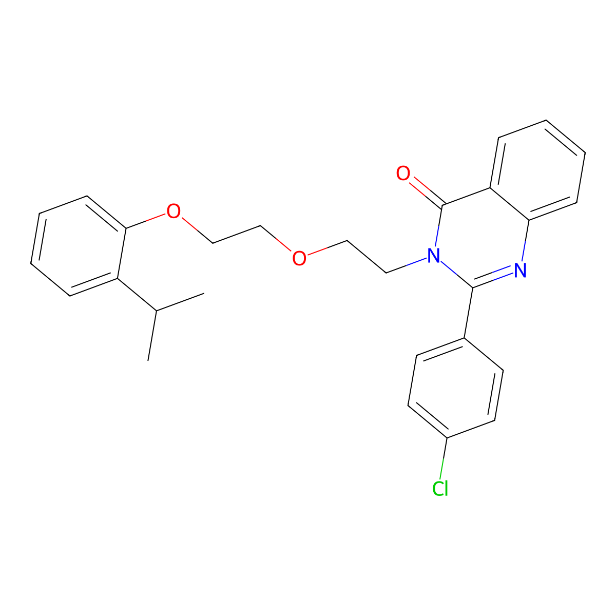 2-(4-Chlorophenyl)-3-[2-[2-(2-propan-2-ylphenoxy)ethoxy]ethyl]quinazolin-4-one molecular structure, CAS 378763-00-9