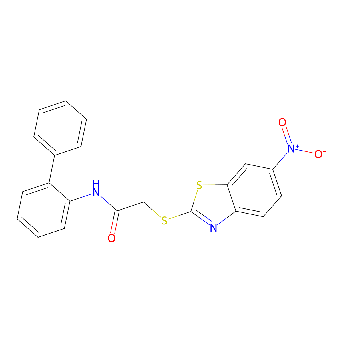 2-[(6-nitro-1,3-benzothiazol-2-yl)sulfanyl]-N-(2-phenylphenyl)acetamide molecular structure, CAS 378763-28-1