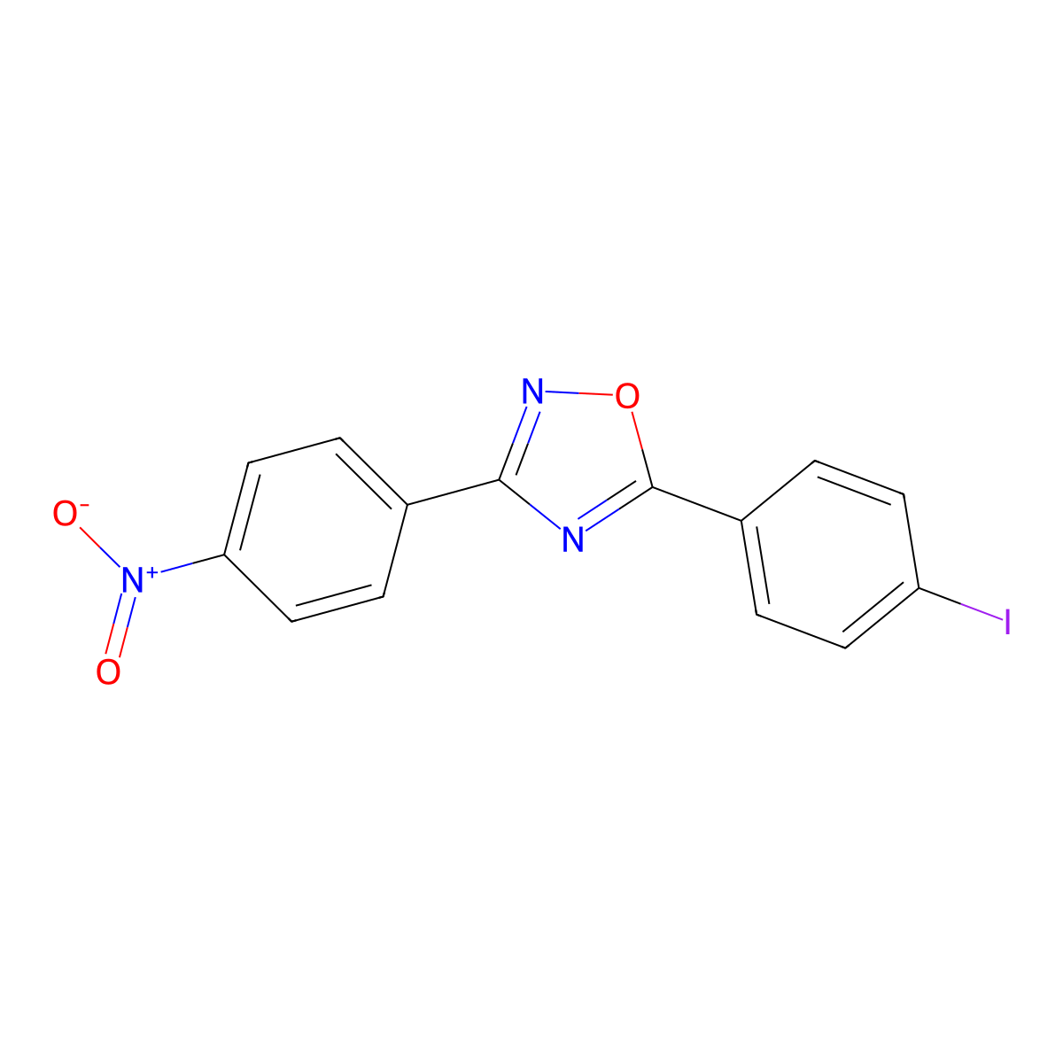 5-(4-Iodophenyl)-3-(4-nitrophenyl)-1,2,4-oxadiazole molecular structure, CAS 378763-45-2