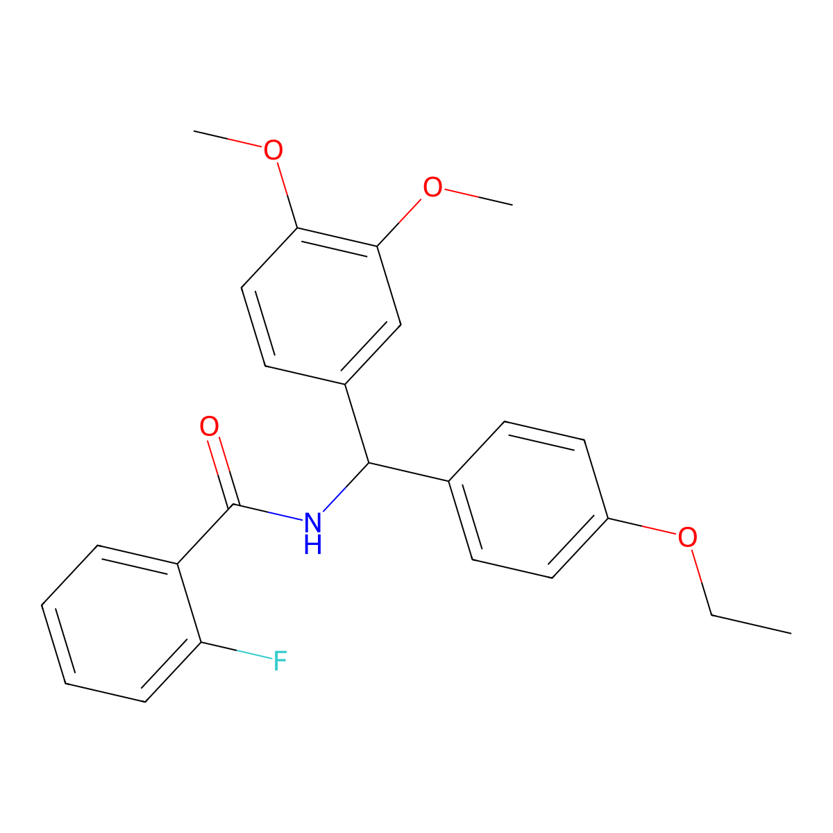 N-[(3,4-dimethoxyphenyl)-(4-ethoxyphenyl)methyl]-2-fluorobenzamide molecular structure, CAS 378763-96-3