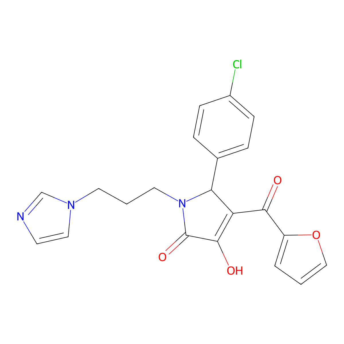 5-(4-Chlorophenyl)-4-(2-furoyl)-3-hydroxy-1-[3-(1H-imidazol-1-YL)propyl]-1,5-dihydro-2H-pyrrol-2-one molecular structure, CAS 378764-13-7