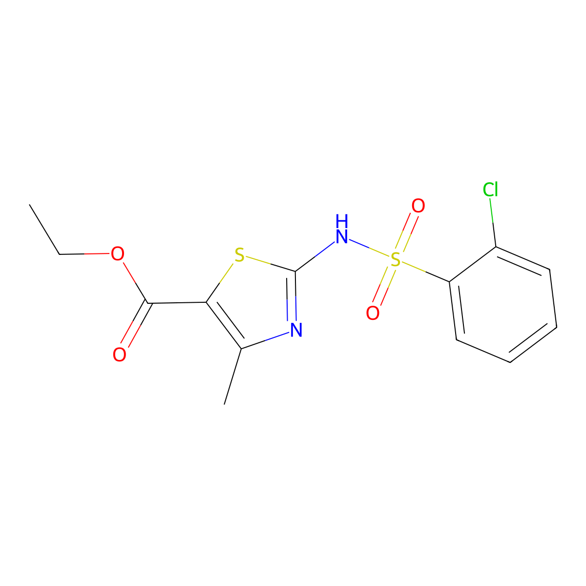 Ethyl 2-{[(2-chlorophenyl)sulfonyl]amino}-4-methyl-1,3-thiazole-5-carboxylate molecular structure, CAS 378764-18-2