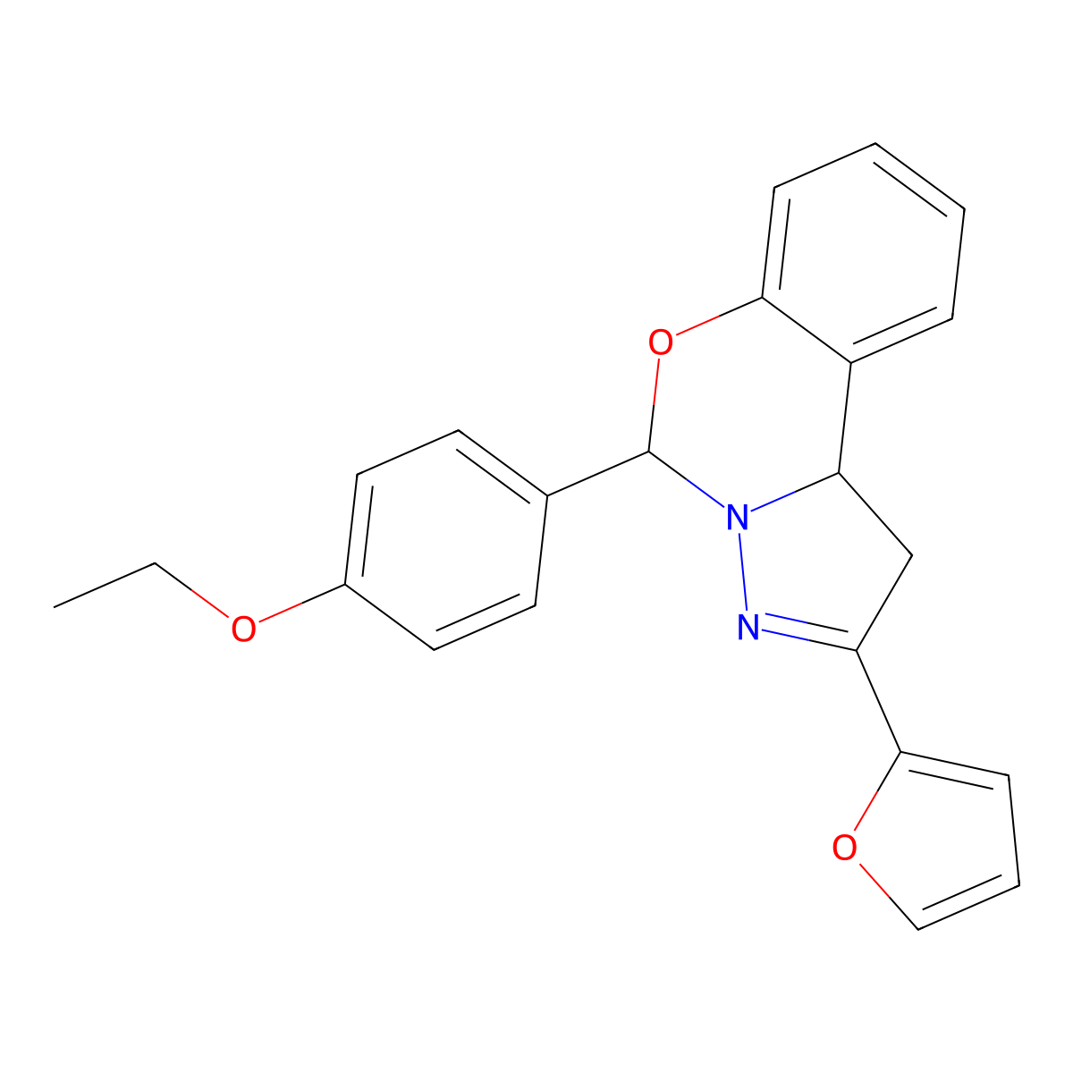 5-(4-Ethoxyphenyl)-2-(furan-2-yl)-1,10b-dihydropyrazolo[1,5-c][1,3]benzoxazine molecular structure, CAS 378764-32-0