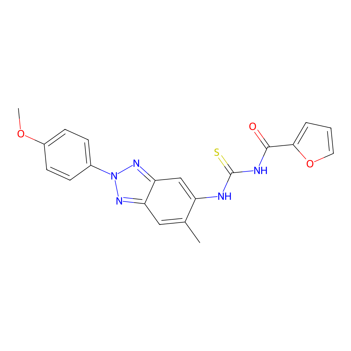 N-{[2-(4-methoxyphenyl)-6-methyl-2H-benzotriazol-5-yl]carbamothioyl}furan-2-carboxamide molecular structure, CAS 378764-35-3
