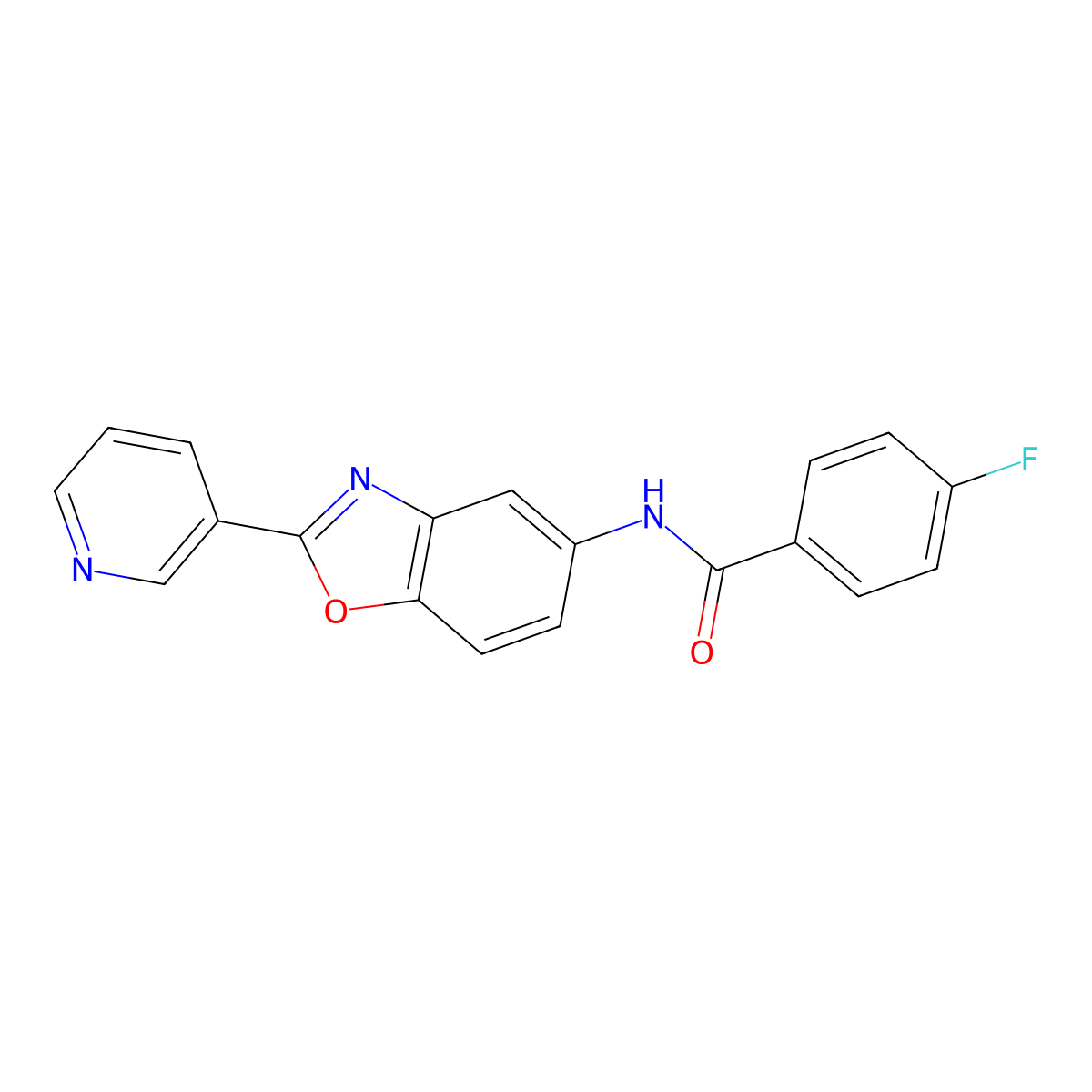 4-fluoro-N-(2-pyridin-3-yl-1,3-benzoxazol-5-yl)benzamide molecular structure, CAS 378764-55-7