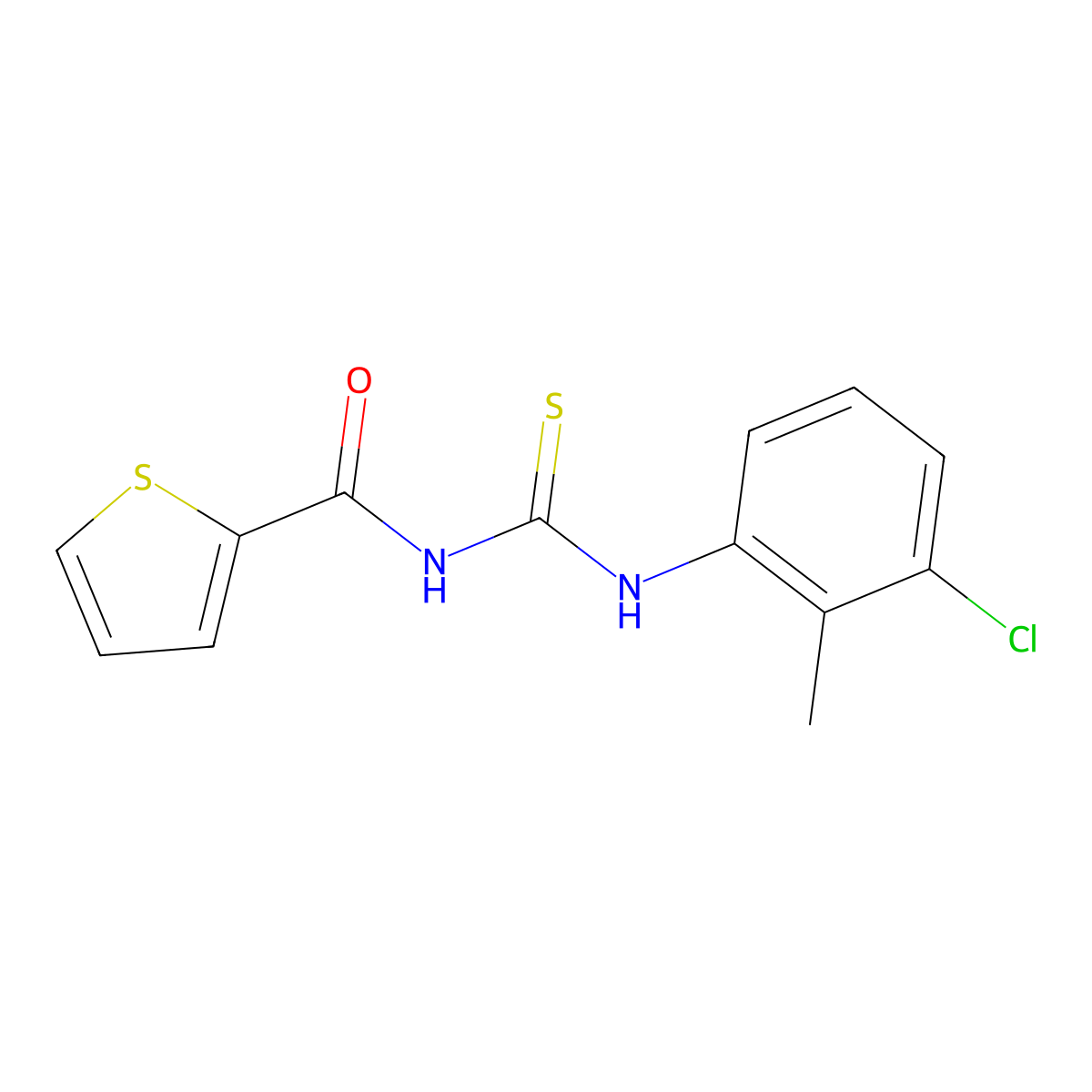 N-[(3-chloro-2-methylphenyl)carbamothioyl]thiophene-2-carboxamide molecular structure, CAS 378765-23-2