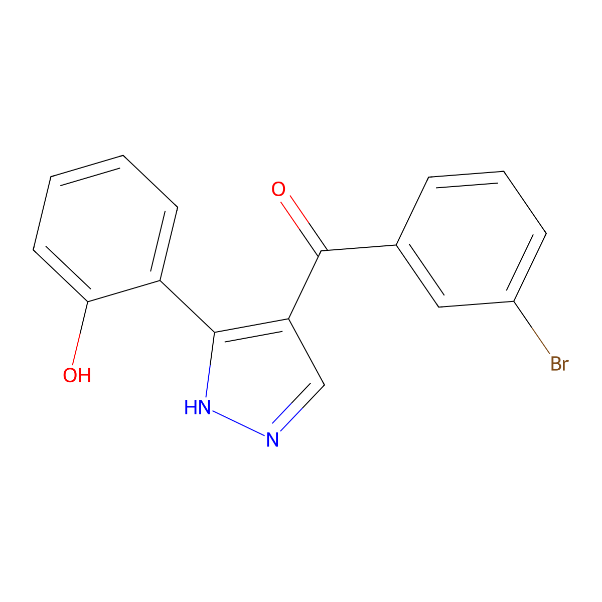 (3-bromophenyl)(3-(2-hydroxyphenyl)-1H-pyrazol-4-yl)methanone molecular structure, CAS 378765-28-7