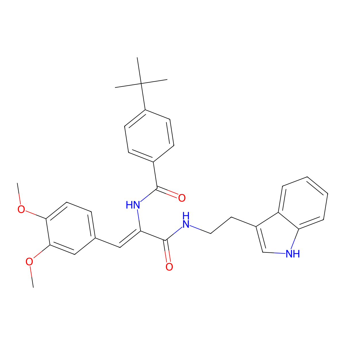 N-[2-(3,4-Dimethoxyphenyl)-1-[[[2-(1H-indol-3-yl)ethyl]amino]carbonyl]ethenyl]-4-(1,1-dimethylethyl)benzamide molecular structure, CAS 378765-52-7