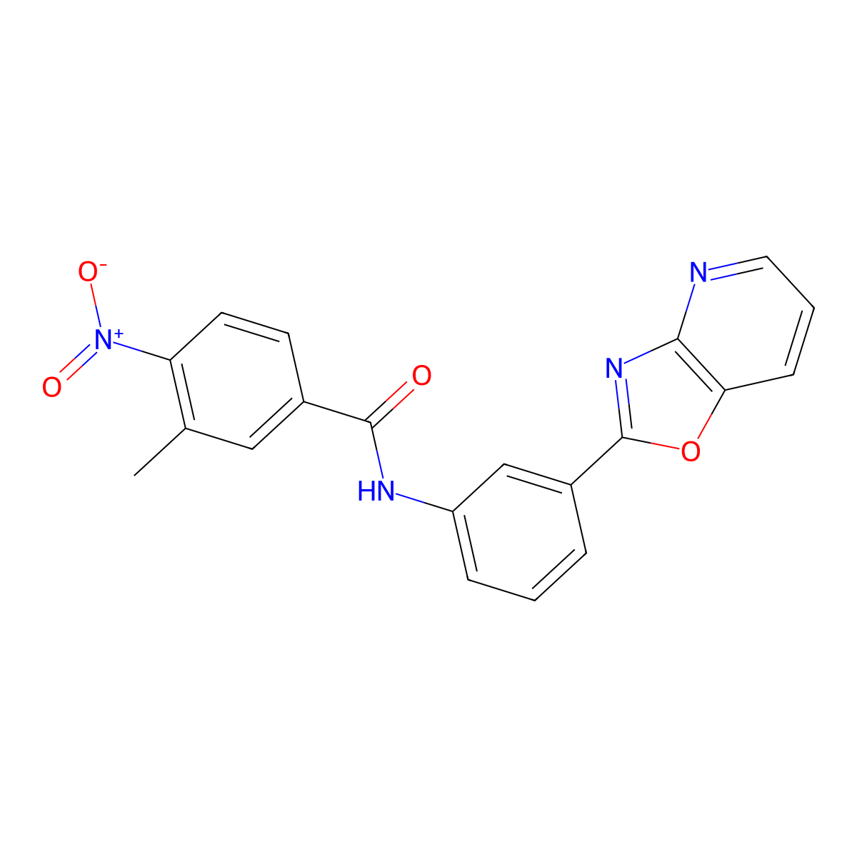 3-methyl-4-nitro-N-[3-([1,3]oxazolo[4,5-b]pyridin-2-yl)phenyl]benzamide molecular structure, CAS 378765-91-4
