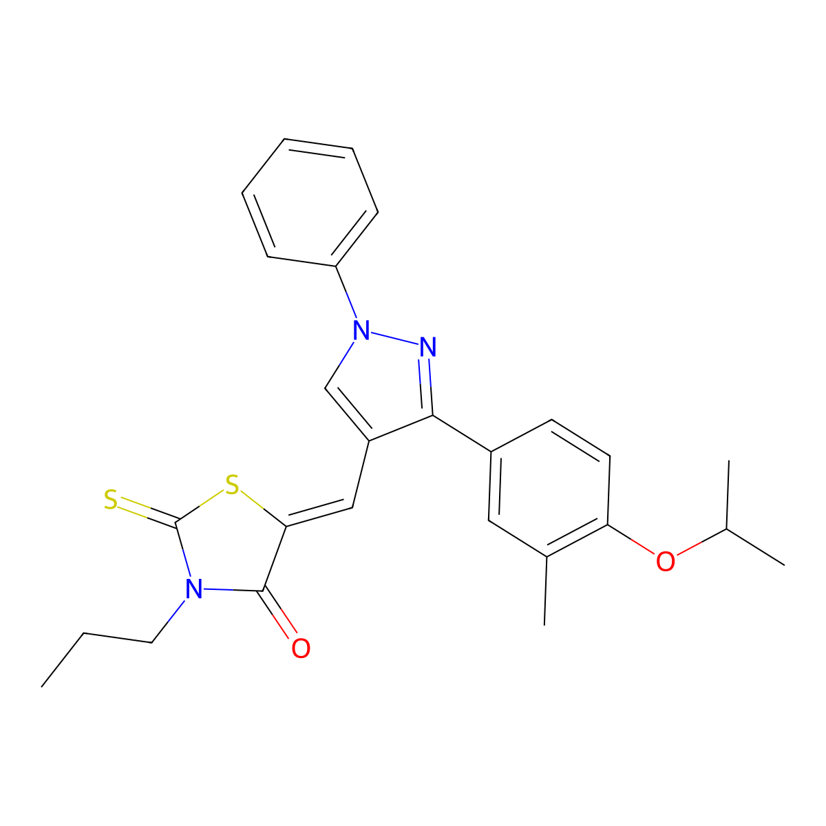 5-[[3-[3-Methyl-4-(1-methylethoxy)phenyl]-1-phenyl-1H-pyrazol-4-yl]methylene]-3-propyl-2-thioxo-4-thiazolidinone molecular structure, CAS 378766-10-0