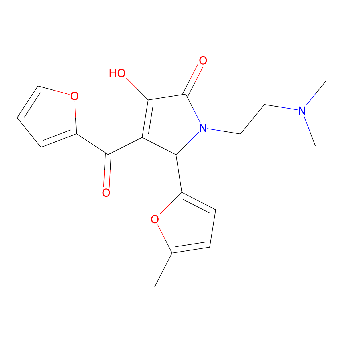 1-[2-(dimethylamino)ethyl]-4-(furan-2-carbonyl)-3-hydroxy-5-(5-methylfuran-2-yl)-2,5-dihydro-1H-pyrrol-2-one molecular structure, CAS 378766-63-3