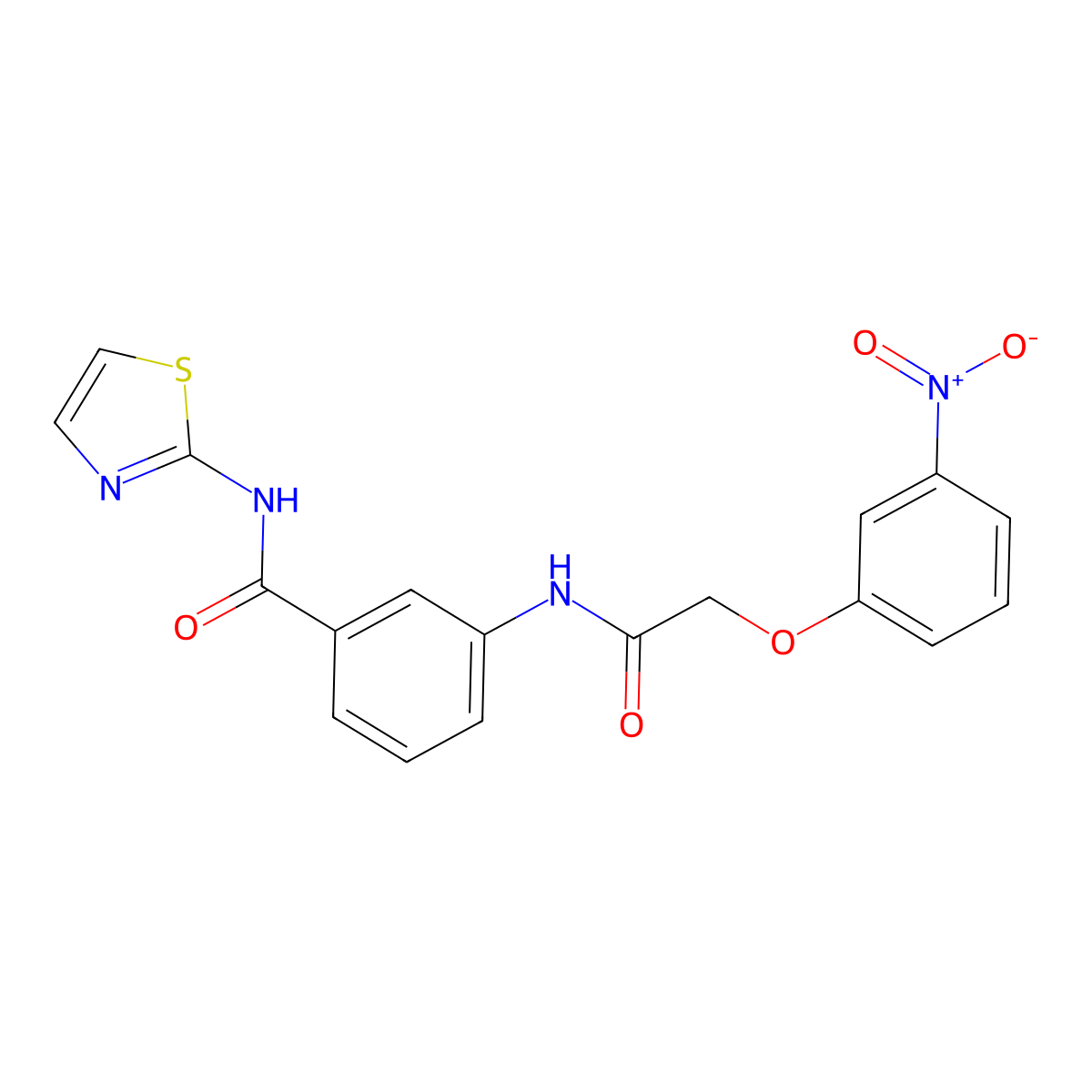 3-[[2-(3-nitrophenoxy)acetyl]amino]-N-(1,3-thiazol-2-yl)benzamide molecular structure, CAS 378767-00-1
