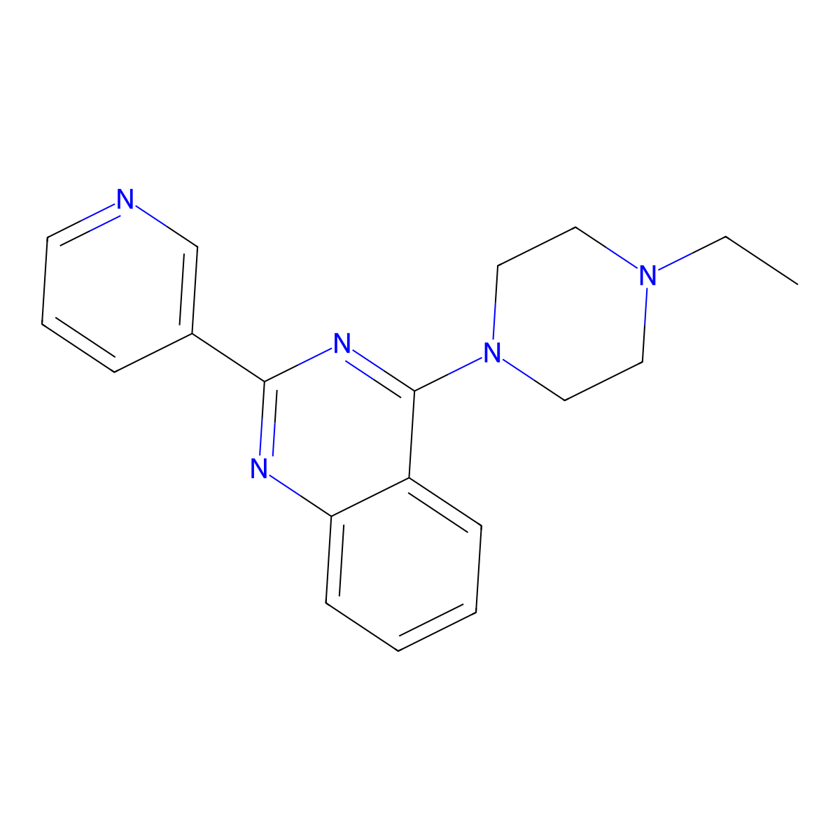 4-(4-Ethylpiperazin-1-yl)-2-(pyridin-3-yl)quinazoline molecular structure, CAS 378767-87-4