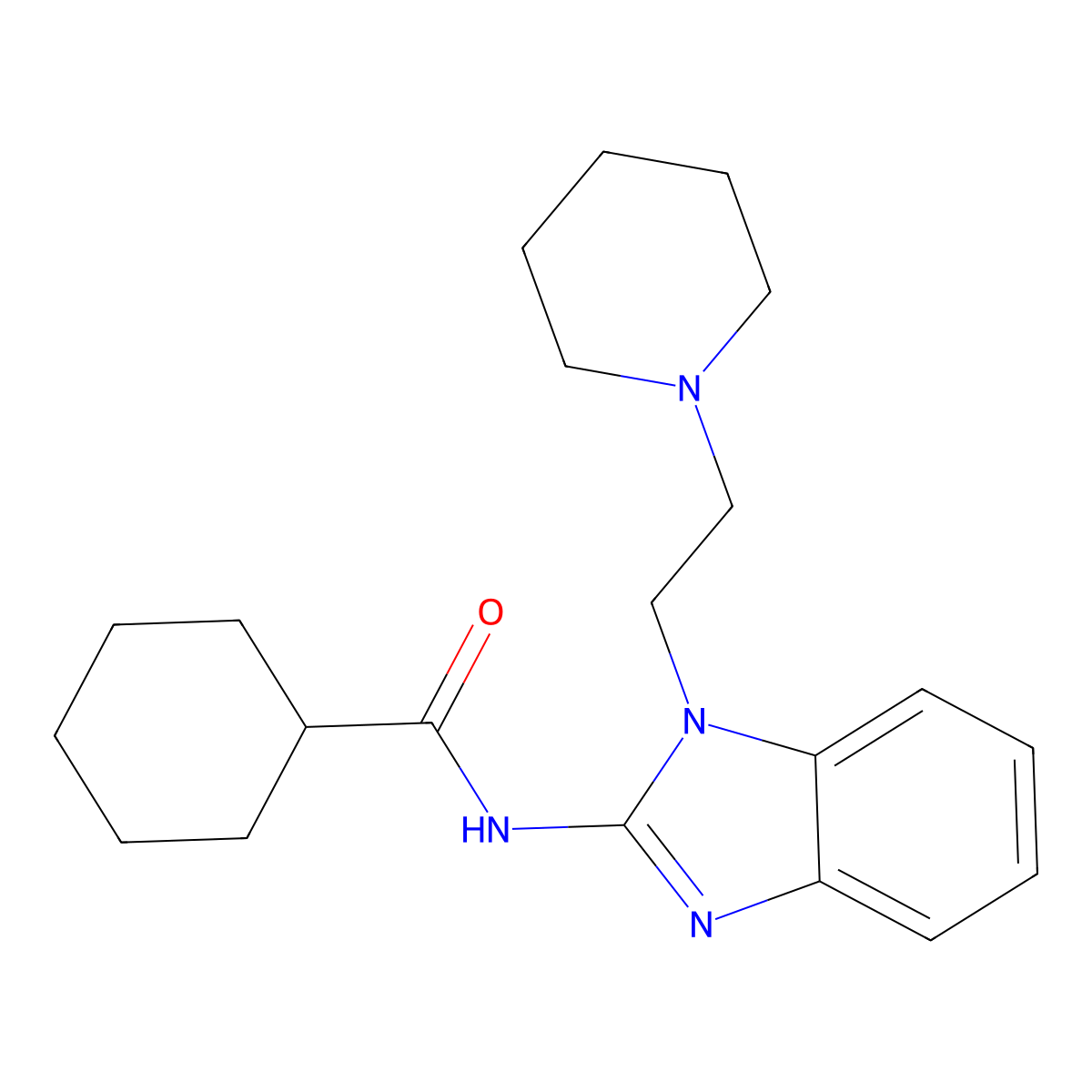 N-[1-(2-piperidin-1-ylethyl)benzimidazol-2-yl]cyclohexanecarboxamide molecular structure, CAS 378767-93-2