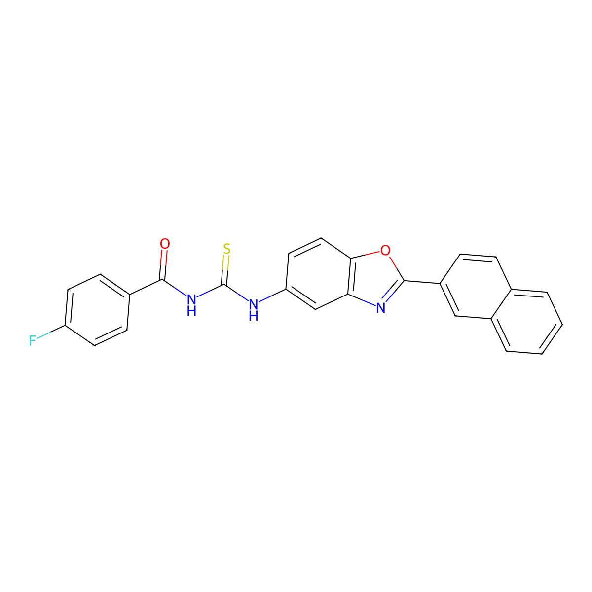 4-fluoro-N-[(2-naphthalen-2-yl-1,3-benzoxazol-5-yl)carbamothioyl]benzamide molecular structure, CAS 378767-97-6