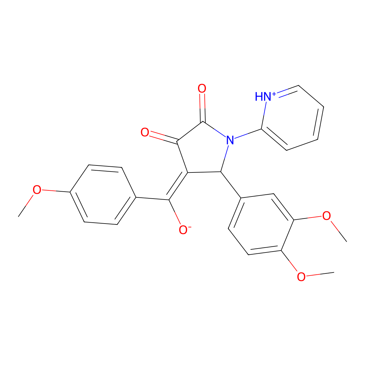 5-(3,4-dimethoxyphenyl)-3-hydroxy-4-(4-methoxybenzoyl)-1-(pyridin-2-yl)-2,5-dihydro-1H-pyrrol-2-one molecular structure, CAS 378768-20-8
