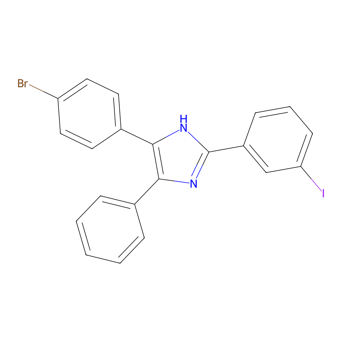 4-(4-bromophenyl)-2-(3-iodophenyl)-5-phenyl-1H-imidazole molecular structure, CAS 378768-23-1