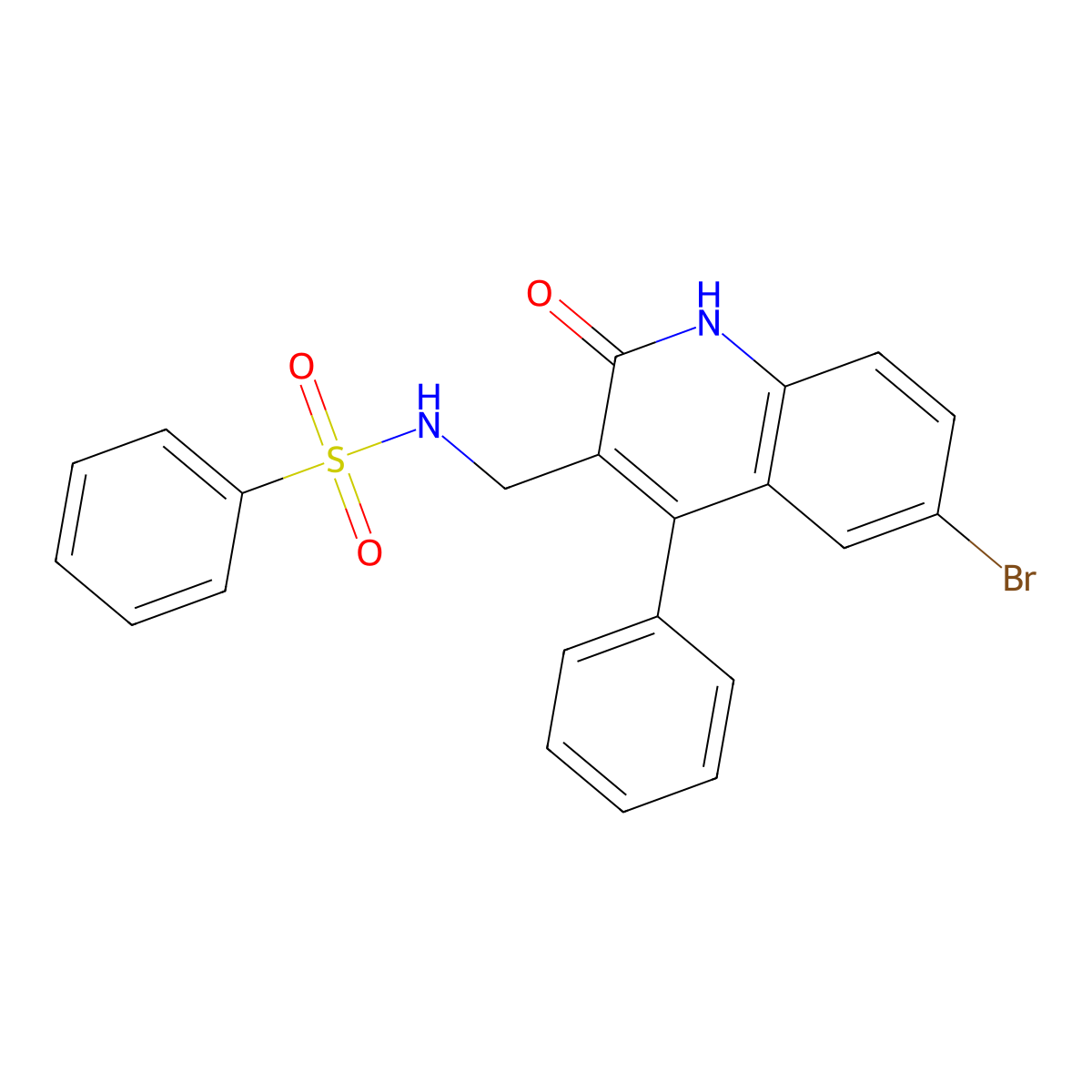 N-((6-bromo-2-oxo-4-phenyl-1,2-dihydroquinolin-3-yl)methyl)benzenesulfonamide molecular structure, CAS 378768-31-1