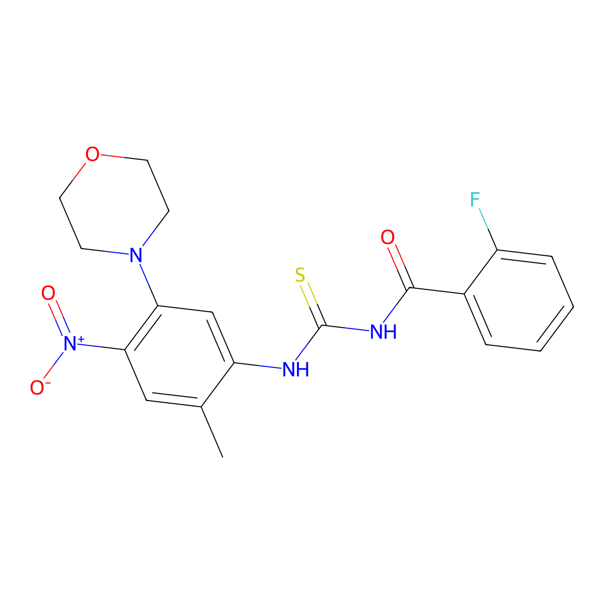 2-fluoro-N-[(2-methyl-5-morpholin-4-yl-4-nitrophenyl)carbamothioyl]benzamide molecular structure, CAS 378768-34-4