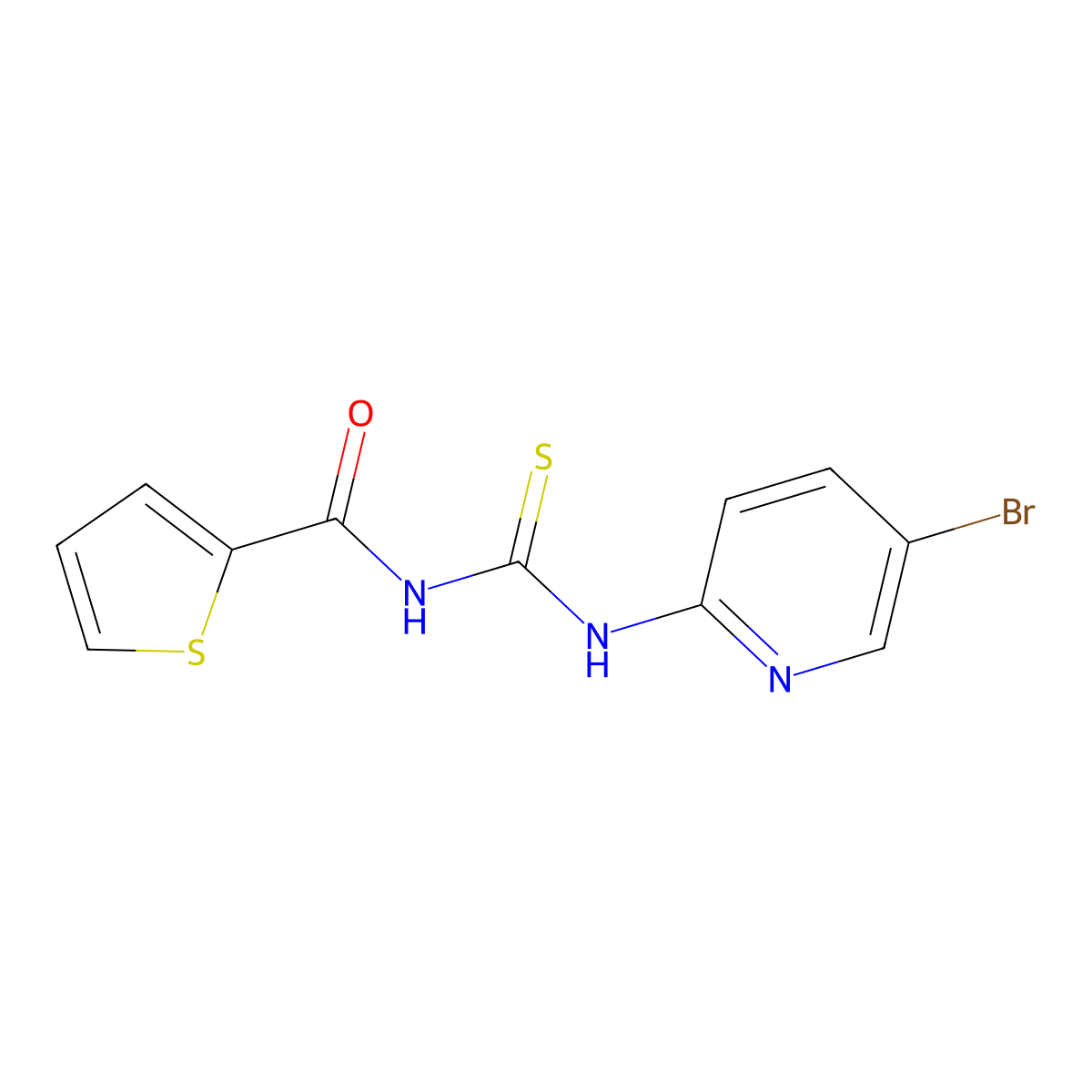 N-[(5-bromopyridin-2-yl)carbamothioyl]thiophene-2-carboxamide molecular structure, CAS 378768-44-6