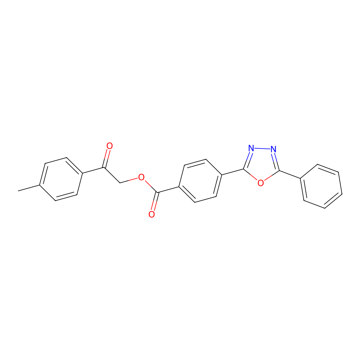 2-(4-Methylphenyl)-2-oxoethyl 4-(5-phenyl-1,3,4-oxadiazol-2-yl)benzoate molecular structure, CAS 378768-47-9