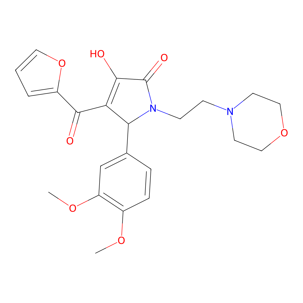 2-(3,4-dimethoxyphenyl)-3-(furan-2-carbonyl)-4-hydroxy-1-(2-morpholin-4-ylethyl)-2H-pyrrol-5-one molecular structure, CAS 378768-64-0