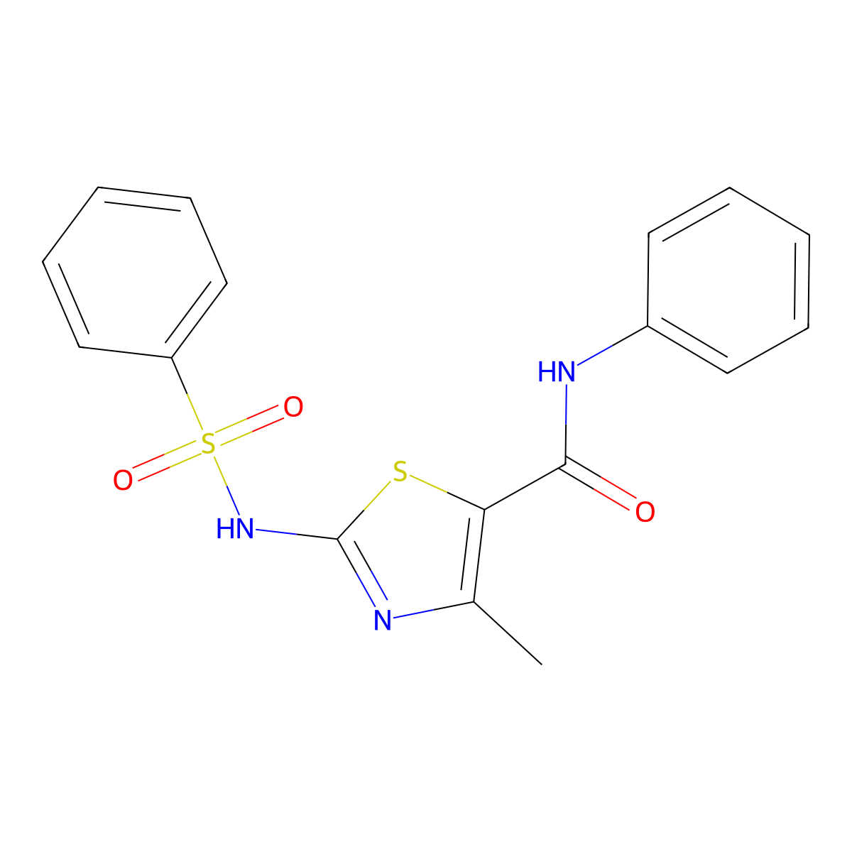2-(benzenesulfonamido)-4-methyl-N-phenyl-1,3-thiazole-5-carboxamide molecular structure, CAS 378768-75-3