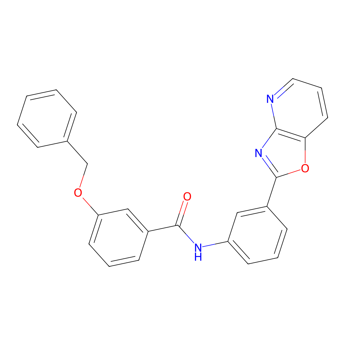 N-[3-([1,3]oxazolo[4,5-b]pyridin-2-yl)phenyl]-3-phenylmethoxybenzamide molecular structure, CAS 378768-91-3