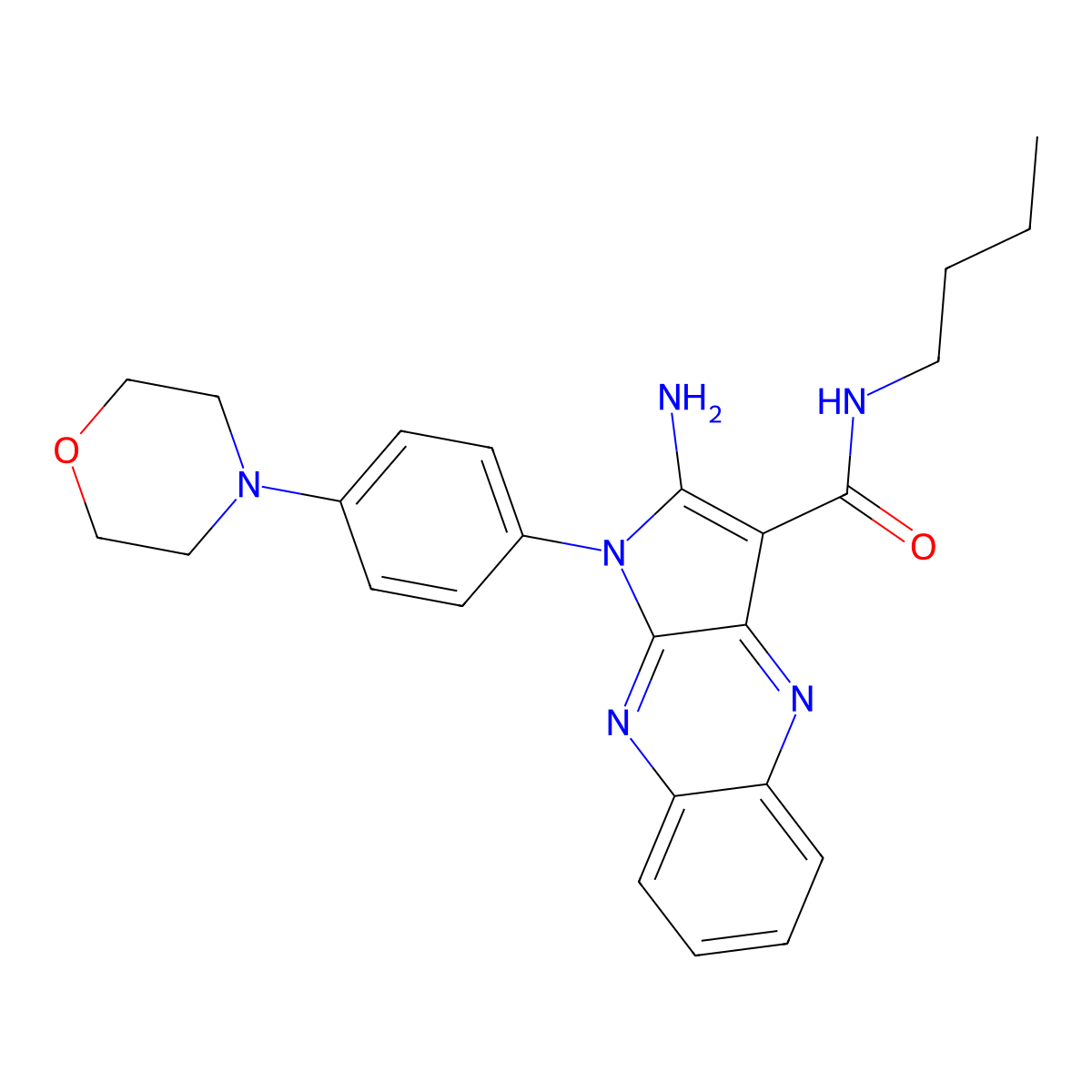 2-amino-N-butyl-1-(4-morpholinophenyl)-1H-pyrrolo[2,3-b]quinoxaline-3-carboxamide molecular structure, CAS 378769-21-2
