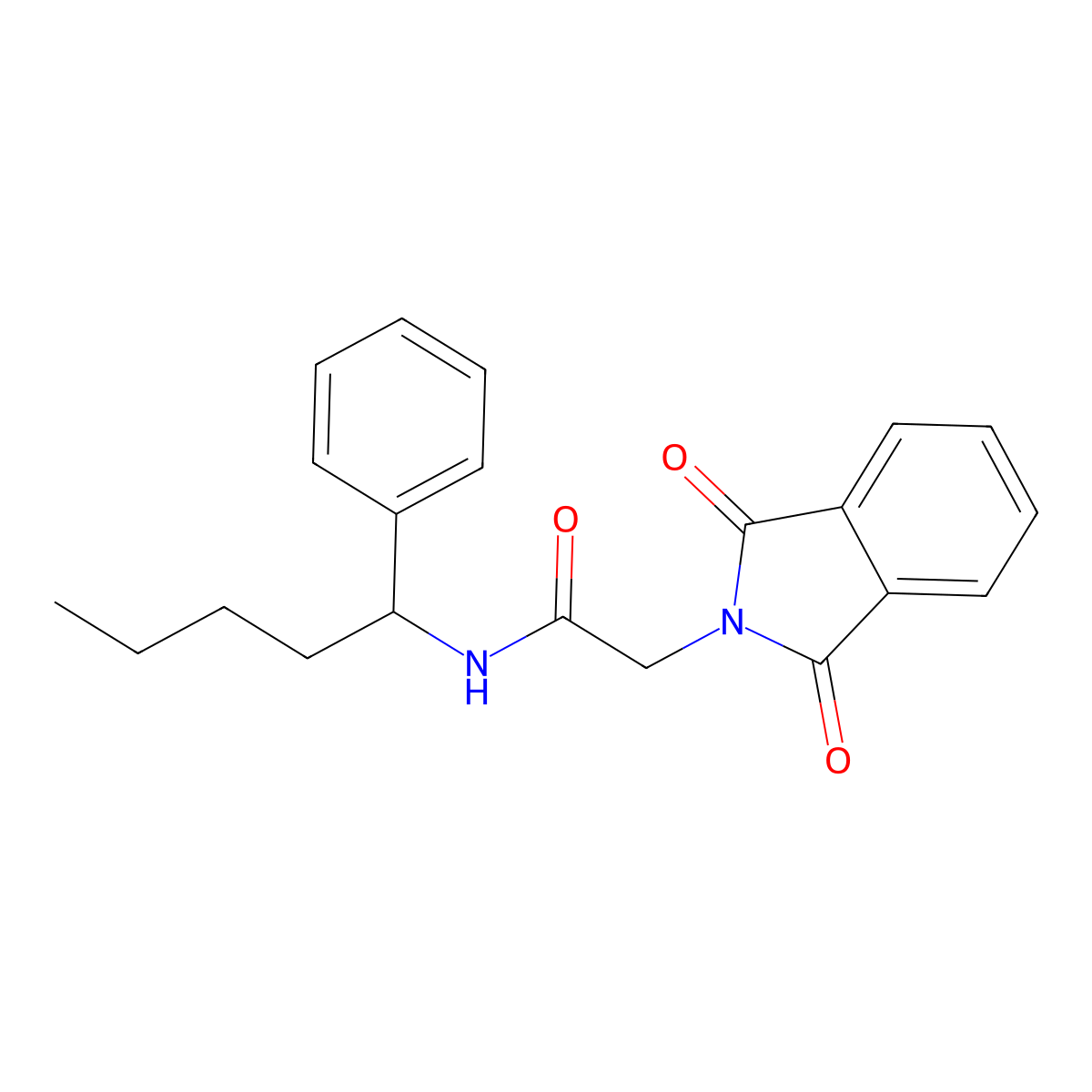 2-(1,3-dioxoisoindol-2-yl)-N-(1-phenylpentyl)acetamide molecular structure, CAS 378769-39-2