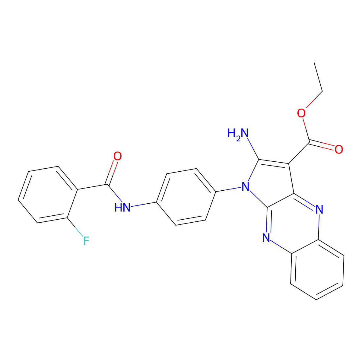 Ethyl 2-amino-1-[4-[(2-fluorobenzoyl)amino]phenyl]pyrrolo[3,2-b]quinoxaline-3-carboxylate molecular structure, CAS 378770-02-6