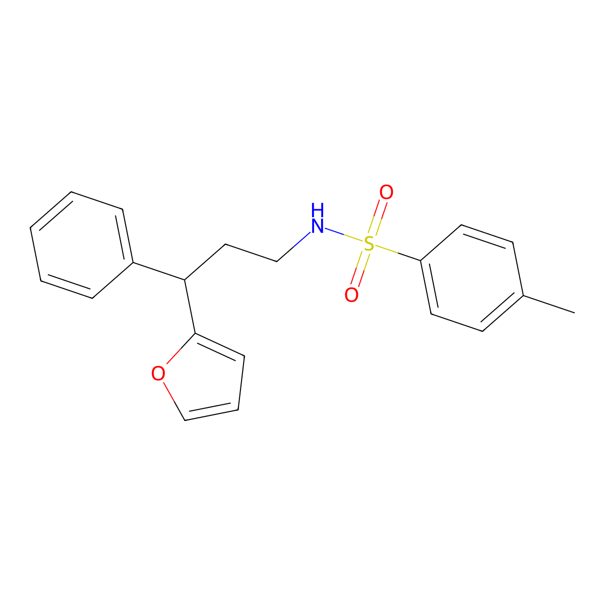 N-[3-(2-furanyl)-3-phenylpropyl]-4-methylbenzenesulfonamide molecular structure, CAS 378771-13-2