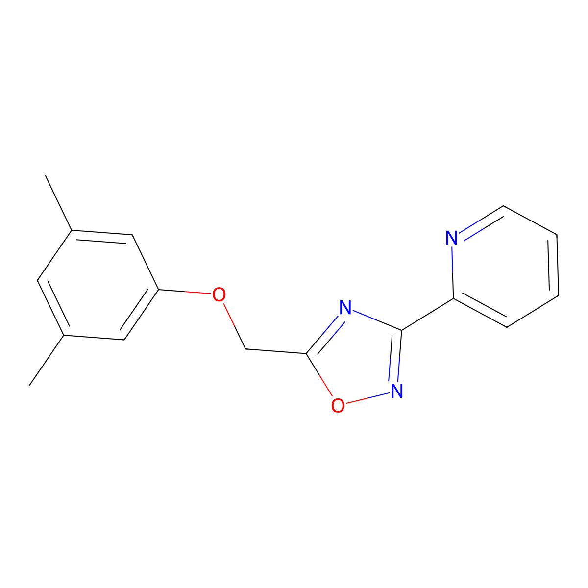 2-{5-[(3,5-Dimethylphenoxy)methyl]-1,2,4-oxadiazol-3-yl}pyridine molecular structure, CAS 378771-32-5